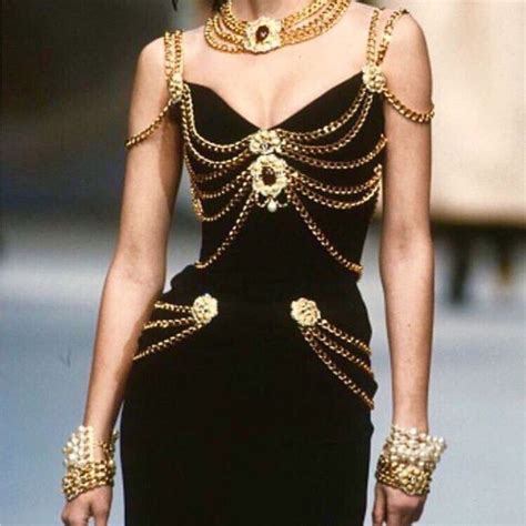 chanel black chain dress|Chanel black cocktail dress.